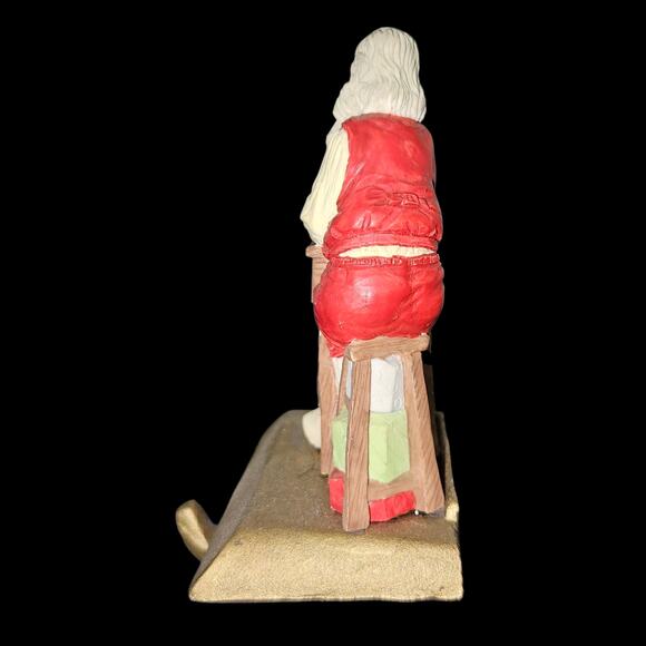 Vintage Santa Claus Stocking Holder Checking List Cast Resin Christmas Decor - Picture 2 of 6